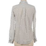 ZARA Polka Dot Satin Effect Blouse Button Down VNeck Collar Pockets S WhiteBlack Photo 3