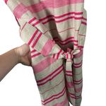 Vilagallo Cream Pink Striped Linen Blend Dress Preppy Office Womens 40 US 8 Photo 2