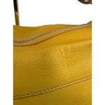 B. Makowsky Leather Shoulder Bag Purse Yellow Pebbled Quiet Luxury Leopard Lined Photo 3
