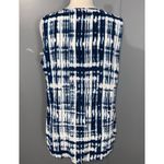 Crosby Blue & White Tie Dye Sleeveless Tie Front Lightweight Summer Rayon Top XL Photo 3