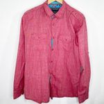 Best In Show Pink Long Sleeve Button Front Shirt Women's Size Large L Photo 0