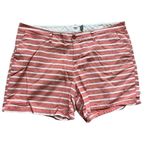 Old Navy Womens Coral & White Striped Weekend 5” Cotton Chino Shorts - Sz 14 Photo 2
