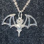 Cute silver bat necklace! Nice for her! Silver Photo 1