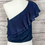Capulet Revolve  Vanessa Navy Ruffle One Shoulder Top, NWT, Small, MSRP $158 Photo 12