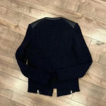 IRO  Ceylona Leather Trimmed Navy & Black Knit Jacket Sz 38 (M) US Sz 6 Photo 7