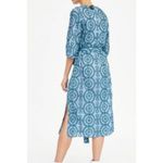 ZARA  blue and green embroidered tie waist shift midi dress small Photo 2