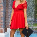 Boohoo Red Lace  Plunge Skater Dress Photo 0