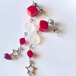 Handmade y2k Kawaii funky grunge style Czech glass beads & star dangle earrings 🎲🖤 Photo 3