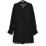 Rinku Dalamal Sequin Shirt Dress Size XL Rdalamal for Anthropologie Black Photo 2