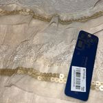 Bandolino  LuLu small womans long sleeve ruffle lace sequin oatmeal color dressy Photo 2