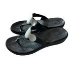 Crocs Sanrah Hammered Circle Wedge Flip Sandal Women's Black/Silver EUC Size 9 Photo 2