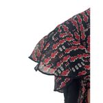 Petite Sophisticate Black Red Sheer Lined Split Flutter Sleeve 90s Y2K Top 12P Photo 3