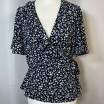 Only  Vintage Large Floral Wrap Ruffle V Neck Top Blouse Cottagecore Feminine Photo 0