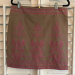 Basil Tan And Pink‎ Beaded Mini Skirt Size Medium Photo 0