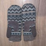 Super comfy Aztec print fleece winter mittens Blue Photo 1