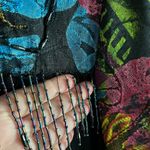 Vintage Surya Beaded Fringe Shirt Multicolor Abstract Rayon Button Up Top M Black Size M Photo 10