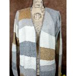 Fortune & Ivy Layla Seamless Open Cardigan Cream,Tan & Grey L Gray Size L Photo 7