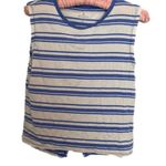 Athleta  Blue Stripe Serenity Muscle Tee Tank Open Back Silk Blend Sleeveless Photo 0