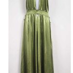 Free People Look Into The Sun Satin Cutouts Halter Gown Maxi Dress XL Photo 4