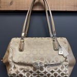 Coach  25638 Madison Madeline White and Gold Canvas Shoulder Bag Photo 0