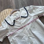 Simple‎ retro pinup style Peter Pan collared blouse white & blue Size XS Photo 4