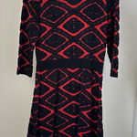 Taylor Fit and Flare Black and Red Geometric Long Sleeve Sweater Dress Size L Size L Photo 0