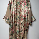 Vintage Inner Most Robe Women's Size Small Silky Kimono Style Floral Glam Sheer Gold Photo 0