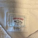 American Eagle  Size L Corduroy Button Up Shirt Puff Sleeves Cream Photo 3