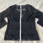 Guess NWT  Womens Lace V Neck Long Sleeve in Black Size Large Photo 4