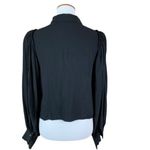 ZARA  Black Long Sleeve‎ Button Front Blouse Women’s Medium Boho Ruffle Shoulder Photo 3
