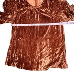 NWT $69 LEYDEN Womens S Orange Rust Crushed Velvet Pouf Short Sleeve Top Blouse Orange Photo 5