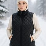 Steve Madden Quilted Puffer Vest Black Faux Sherpa Lined Women’s XL Photo 0