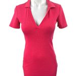 ZARA  Pink Rib Knit Collar V-neck Short Sleeve Mini Bodycon Sweater Dress Size M Photo 0