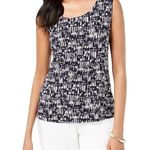 JM Collection Soft Stretchy Navy Jacquard Tank NWT Small Photo 3