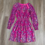 Lilly Pulitzer NWT  Cosita Smocked Waist Silk Blend Dress Pink Acai Berry Size 8 Photo 2