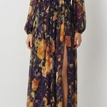 BHLDN Mae Long Sleeve Chiffon Maxi Dress, Purple Floral Combo, 4 (US) Photo 0