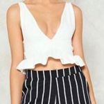 Nasty Gal White Peplum Plunging Crop Top  Photo 0