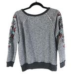 Knox Rose Womens Sweatshirt Embroidered Raglan Floral Scoop Neck Gray S Photo 1