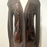 Simply Vera, Vera Wang Simply Vera Vera Wang Grey Knit Black Sequin FrontV Neck Cardigan Size Medium Photo 0