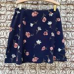 Vintage 90s Wrapper floral bud mini skirt navy pink 11/12 Blue Size M Photo 0