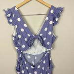 Know One Cares Jumpsuit L Polka Dot Tie Open Back V-Neck Lavender Women Photo 5