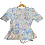 & Other Stories & Other Stories Size 6 Tammy Wrap Top Pastel Floral‎ Puff Sleeve Grannycore NWT Photo 5