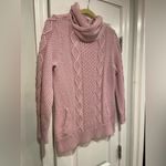 L.L. Bean Signature Size M Lavender Pullover Cotton Cowl Neck Fisherman Sweater Purple Size M Photo 3