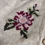 Vintage Milano Design Group Knit Floral Rose Needlepoint Cardigan Sweater Pink Size M Photo 2