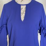 EXPRESS  Womens Blouse Sz Small Blue Long Sleeve Office Work Wear Business Retro Photo 5