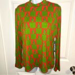 Modcloth Checkered You Got This Mock Nexk Top Knit Christmas Trees Green Red L Photo 3
