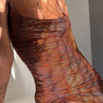 Princess Polly HARLAN RUCHED MINI DRESS BROWN TIGER PRINT SIZE 0 Photo 0