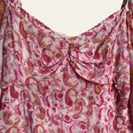 Rococo Sand Pink White Paisley Print Long Puff Sleeve Mini Dress Size M Size M Photo 3