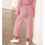 Lulus Snuggly Style Mauve Pink Ribbed Knit Wide-Leg Pants High Waist Sz M Photo 8