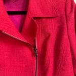 T Tahari  Womens Fuchsia Moto Jacket Blazer Full Zip Size 10 Tweed Boucle Photo 3